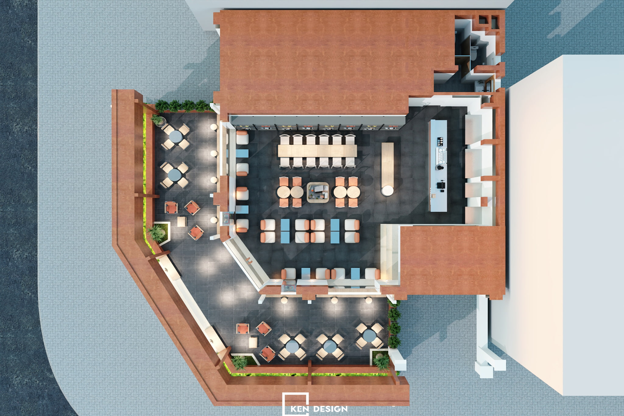 Vitamin Coffee Shop Design Floor Plan - Top-Down View