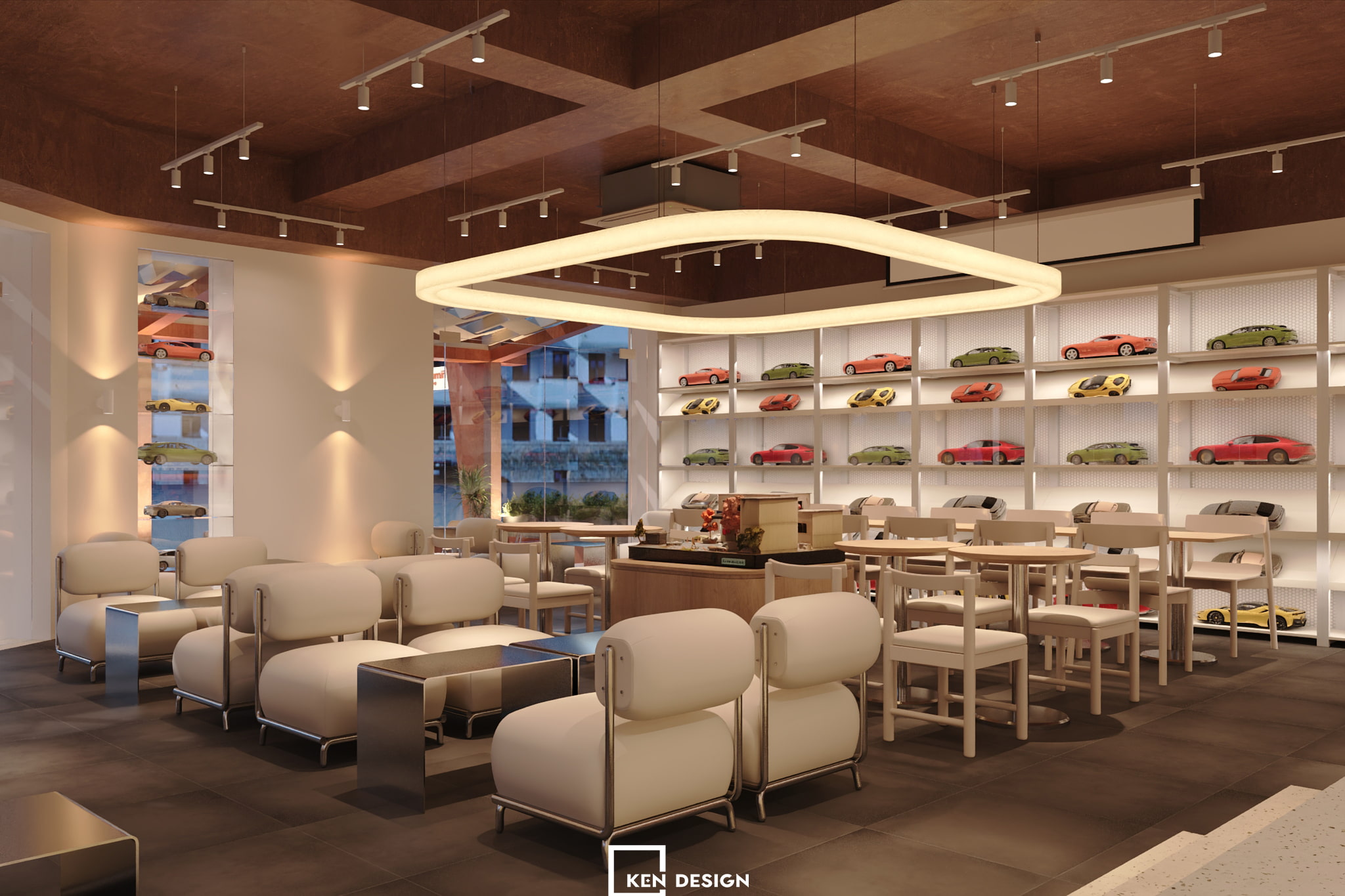Cream Armchair Area in Vitamin Coffee Shop Design