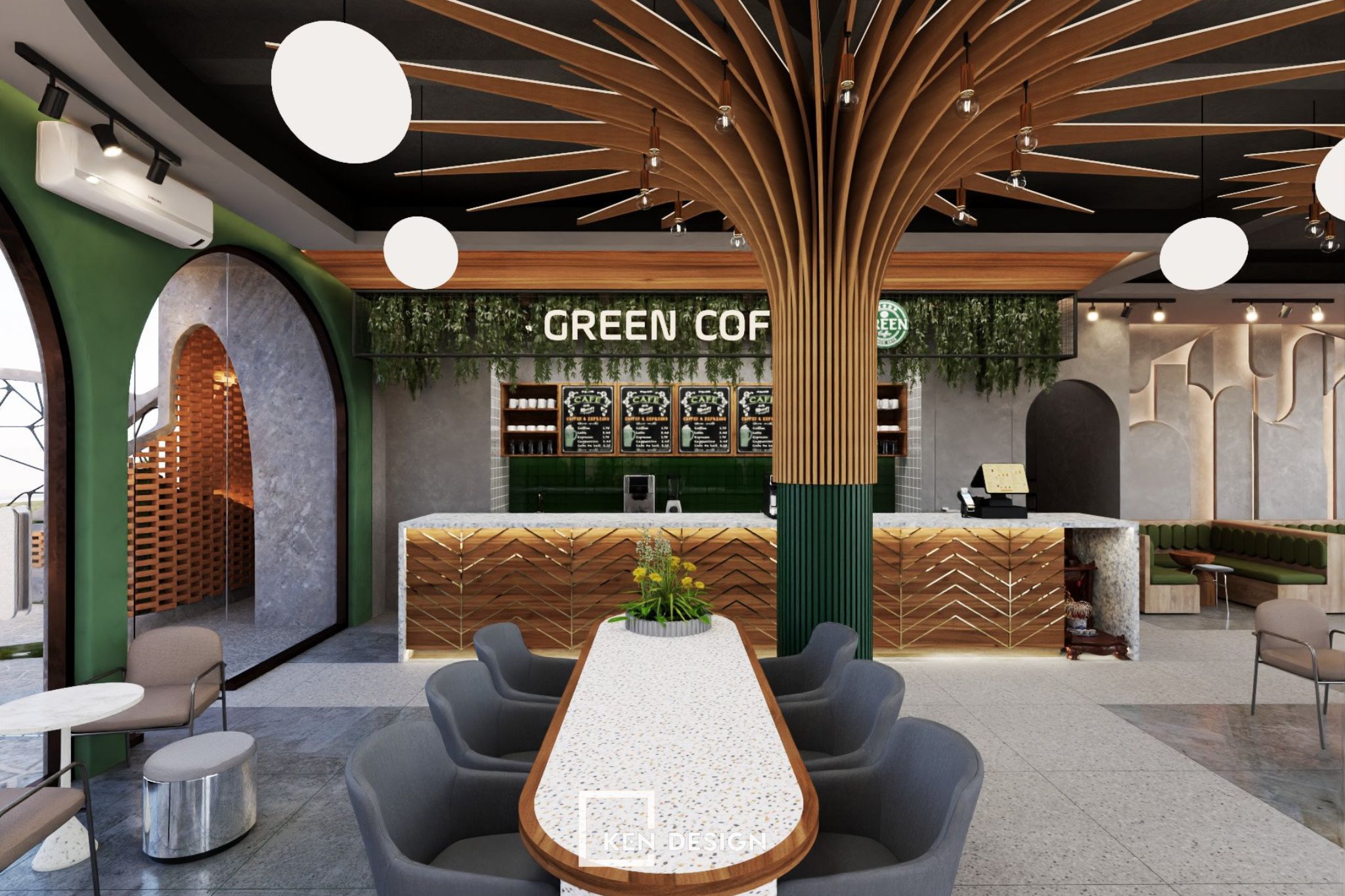 The design of Green Coffee Cafe 