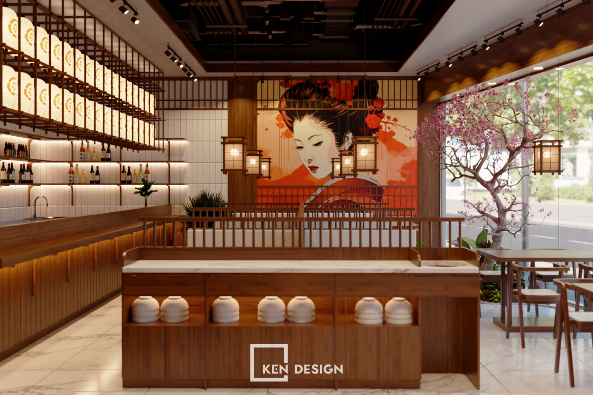 The design of the Okita Mushroom Hotpot Restaurant