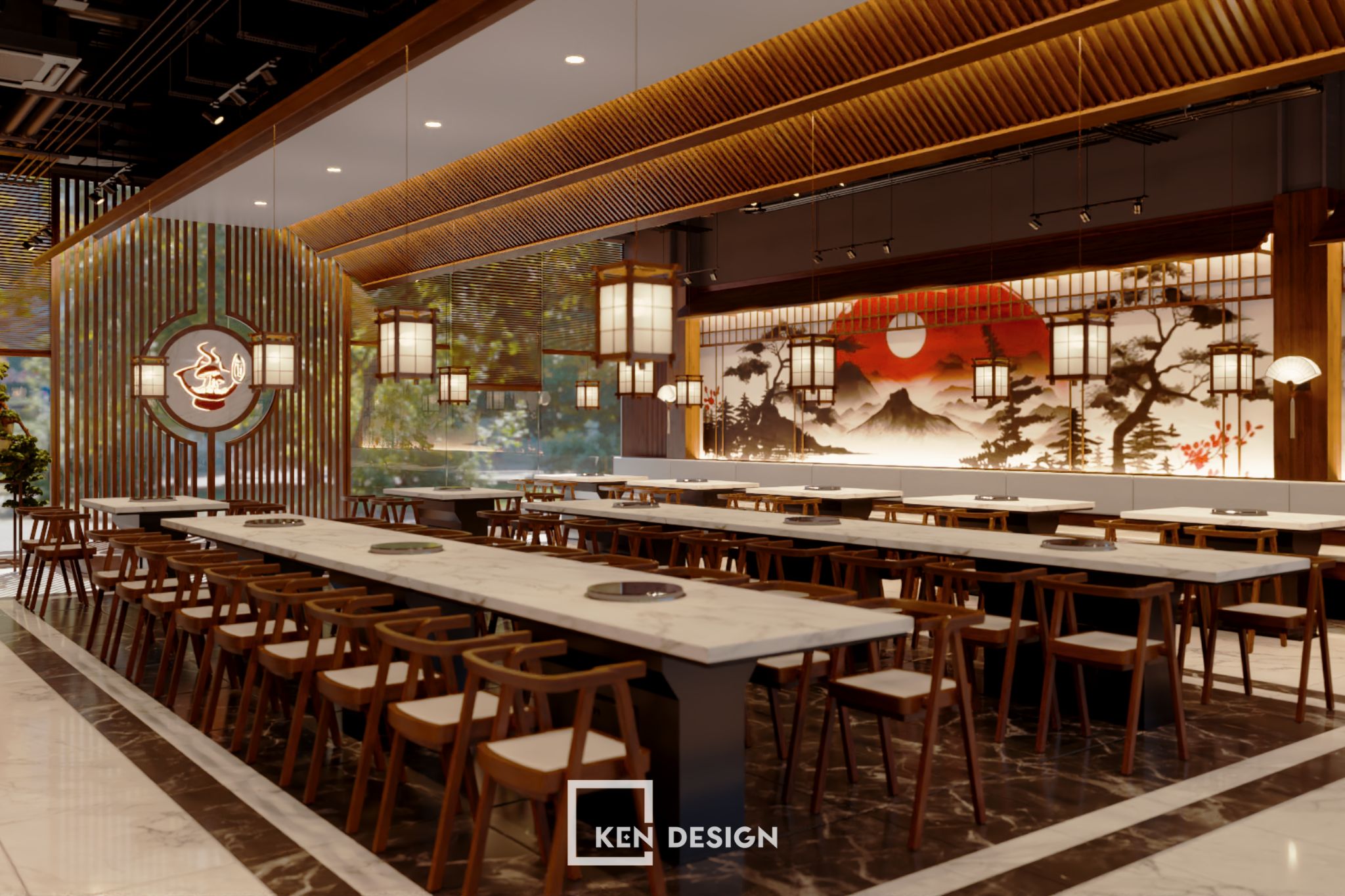 The design of the Okita Mushroom Hotpot Restaurant