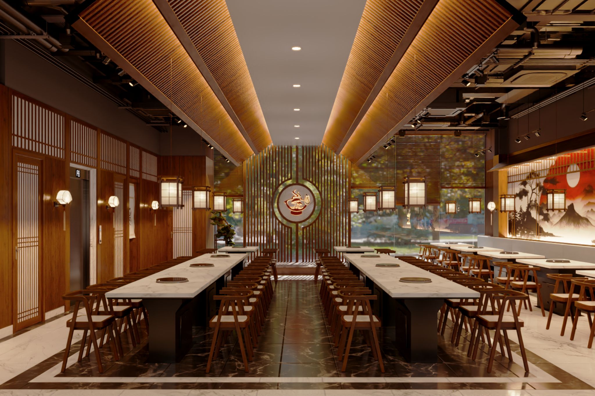 The design of the Okita Mushroom Hotpot Restaurant