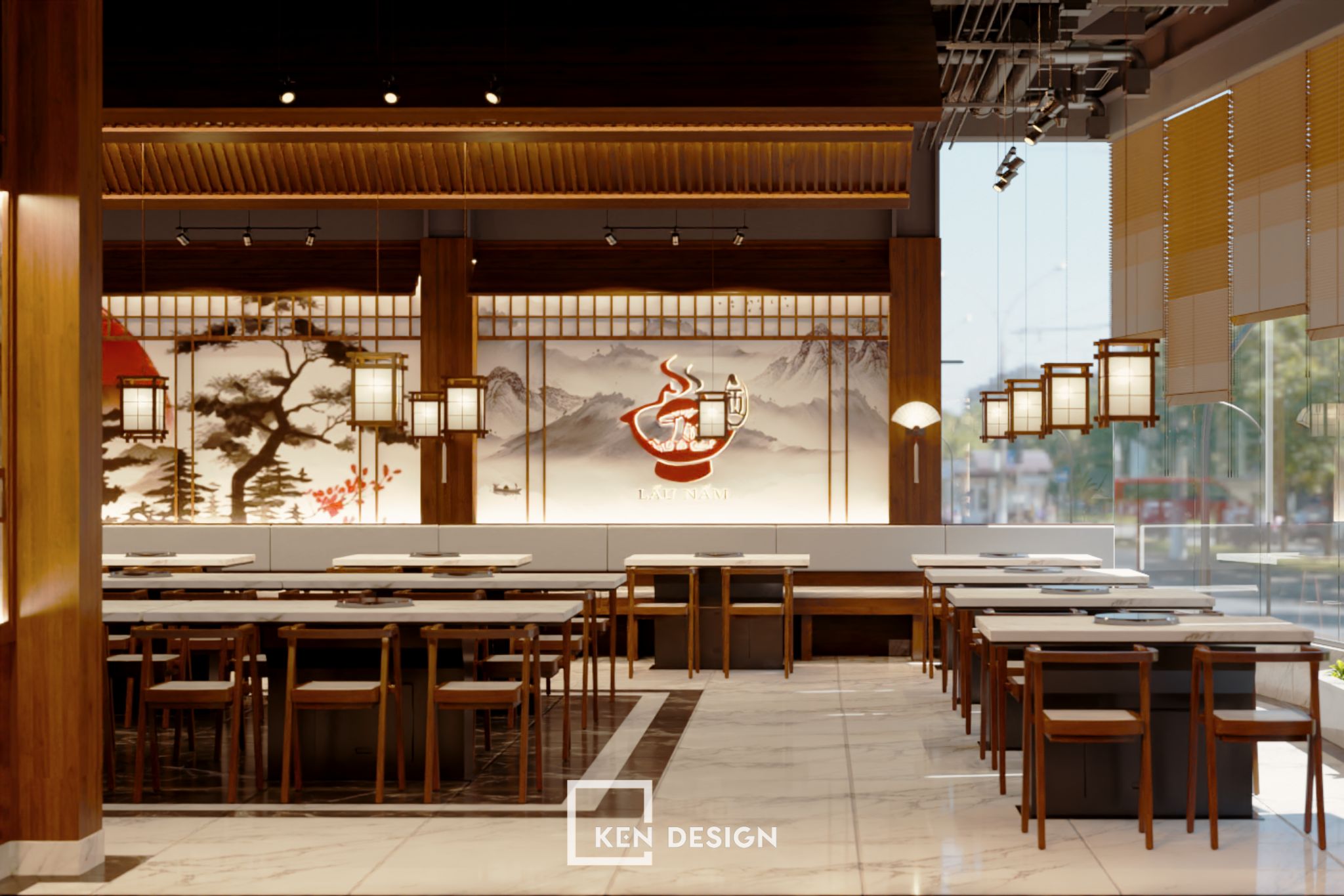 The design of the Okita Mushroom Hotpot Restaurant