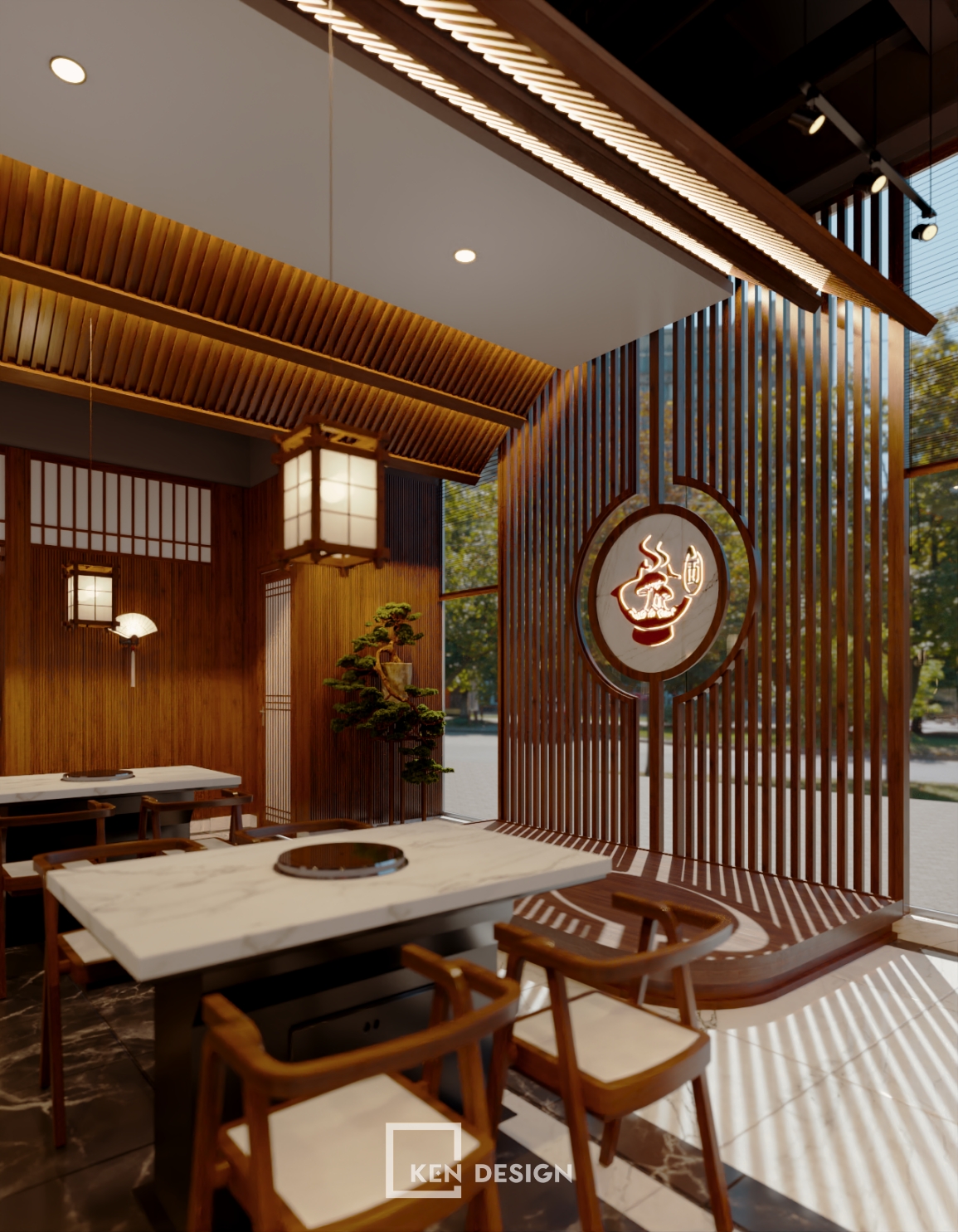 The design of the Okita Mushroom Hotpot Restaurant