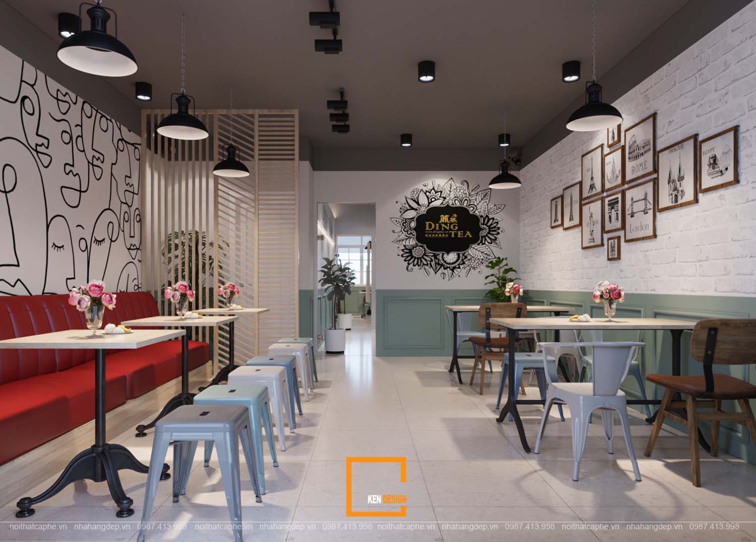 Ding Tea milk tea shop design in Ho Chi Minh