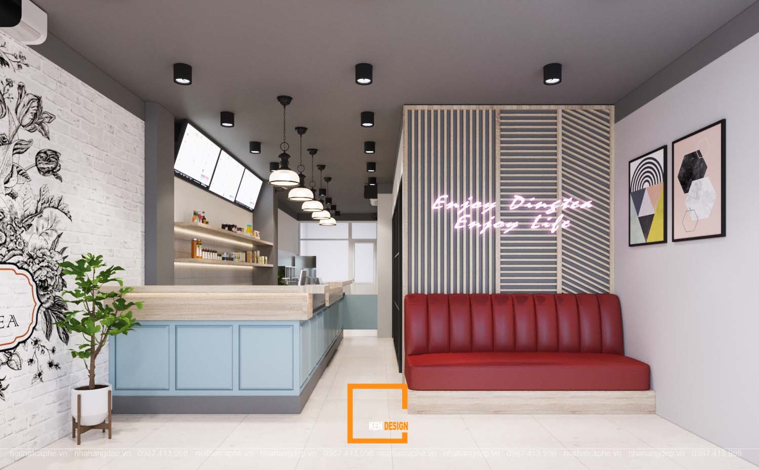 Ding Tea milk tea shop design in Ho Chi Minh