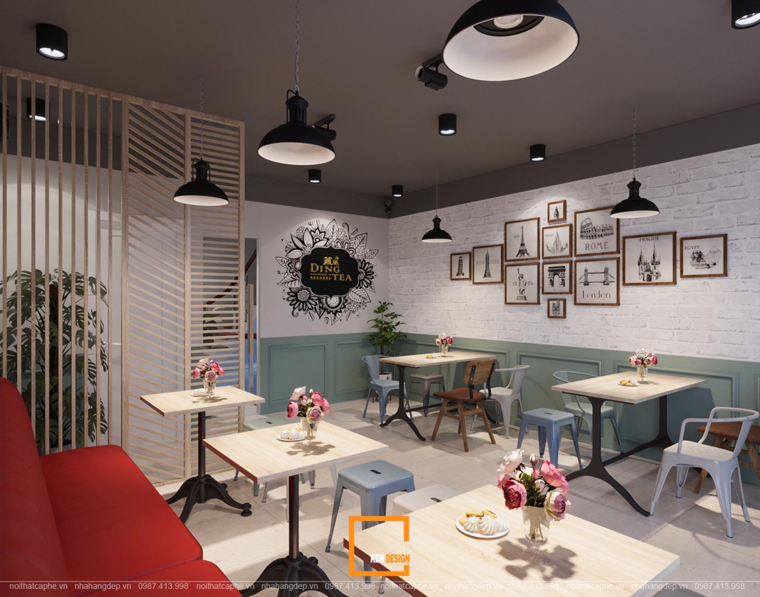 Ding Tea milk tea shop design in Ho Chi Minh