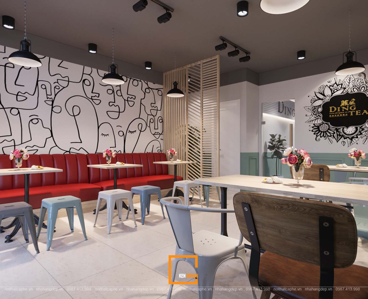 Ding Tea milk tea shop design in Ho Chi Minh