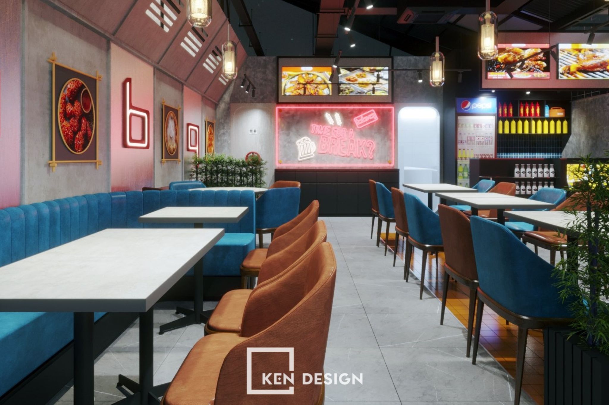 The design of BBQ Chicken Kon Tum Restaurant